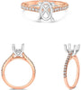 ESTATE .25CT DIAMOND 14K WHITE & ROSE GOLD 3D CLASSIC SEMI MOUNT ENGAGEMENT RING