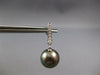 ESTATE .15CT DIAMOND & AAA TAHITIAN PEARL 14K WHITE GOLD 3D BAR HANGING EARRINGS