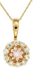 .80CT DIAMOND & AAA MORGANITE 14KT YELLOW GOLD ROUND FLOWER FUN FLOATING PENDANT