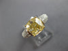 2.75CT WHITE & FANCY YELLOW DIAMOND 18KT 2 TONE GOLD 3D CUSHION ENGAGEMENT RING