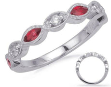 .53CT DIAMOND & AAA RUBY 14KT WHITE GOLD 3D ROUND & MARQUISE FILIGREE LOVE RING