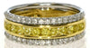 WIDE .87CT WHITE & FANCY YELLOW DIAMOND 18K 2 TONE GOLD WEDDING ANNIVERSARY RING