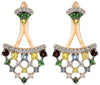 1.10CT DIAMOND & AAA MULTI GEM 14KT YELLOW GOLD TRIANGULAR FUN HANGING EARRINGS