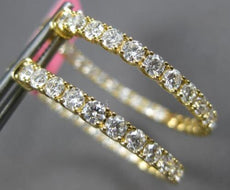 LARGE 4.2CT DIAMOND 18KT YELLOW GOLD 3D ROUND INSIDE OUT HOOP HANGING EARRINGS