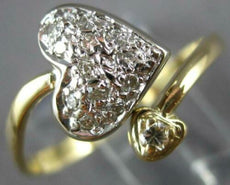 ESTATE .10CT DIAMOND 14KT 2 TONE GOLD DOUBLE HEART CRISS CROSS LOVE RING #27301