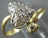 ESTATE .10CT DIAMOND 14KT 2 TONE GOLD DOUBLE HEART CRISS CROSS LOVE RING #27301