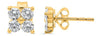 .75CT DIAMOND 14KT YELLOW GOLD ROUND CLASSIC 4 STONE FLOWER SQUARE STUD EARRINGS