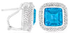 9.28CT DIAMOND & AAA BLUE TOPAZ 14KT WHITE GOLD 3D SQUARE HALO HANGING EARRINGS