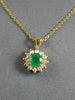 .65CT DIAMOND & AAA EMERALD 14K YELLOW GOLD ROUND FLOWER FLOATING PENDANT #27565