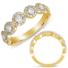.82CT DIAMOND 14KT YELLOW GOLD 3D CLASSIC MULTI FLOWER SEMI ETERNITY LOVE RING