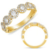 .82CT DIAMOND 14KT YELLOW GOLD 3D CLASSIC MULTI FLOWER SEMI ETERNITY LOVE RING