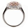 .87CT WHITE & PINK DIAMOND 18K WHITE ROSE GOLD CLUSTER FLOWER FILIGREE LOVE RING