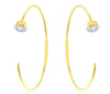 ESTATE .20CT DIAMOND 14KT YELLOW GOLD 3D FLOWER HOOP FUN CUFF EARRINGS