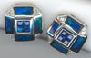 .57CT DIAMOND & AAA SAPPHIRE & OPAL 14K WHITE GOLD CLASSIC OCTAGON STUD EARRINGS