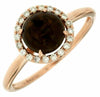 ESTATE 1.54CT DIAMOND & AAA SMOKY TOPAZ 14KT ROSE GOLD 3D ROUND HALO FUN RING
