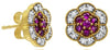 .43CT DIAMOND & AAA RUBY 14KT YELLOW GOLD CLASSIC FLOWER FILIGREE STUD EARRINGS