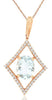 1.25CT DIAMOND & AAA AQUAMARINE 14KT ROSE GOLD OVAL & ROUND GEOMETRICAL PENDANT