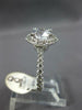 ESTATE LARGE 2.0CT CUBIZ ZIRCONIA 14KT WHITE GOLD 3D ROUND HALO ENGAGEMENT RING