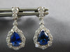 Estate 2.03Ct Diamond & Aaa Sapphire 18K White Gold 3D Round Tear Drop Hanging Earrings