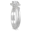 ESTATE 1.6CT DIAMOND 14KT WHITE GOLD 3D HALO SQUARE ENGAGEMENT WEDDING RING SET
