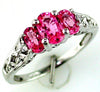 ESTATE 1.32CT DIAMOND & AAA PINK SAPPHIRE 14K WHITE GOLD THREE STONE FLOWER RING