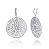 LARGE .33CT DIAMOND 18KT WHITE GOLD MULTI HEART FILIGREE FLOWER HANGING EARRINGS