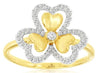 ESTATE .31CT DIAMOND 14K WHITE & YELLOW GOLD MULTI HEART CLOVER FLOWER LOVE RING