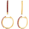 ESTATE .60CT AAA RUBY 14K YELLOW GOLD 3D 11 STONE HUGGIE HOOP HANGING EARRINGS
