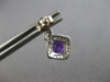 2.48CT DIAMOND & AAA AMETHYST 14KT WHITE GOLD CUSHION & ROUND HANGING EARRINGS