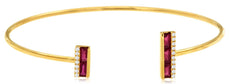 .80CT DIAMOND & AAA RUBY 14KT YELLOW GOLD ROUND & BAGUETTE BAR BANGLE BRACELET