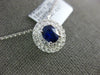 ESTATE 1.15CT DIAMOND & AAA SAPPHIRE 18K WHITE GOLD 3D OVAL DOUBLE HALO PENDANT