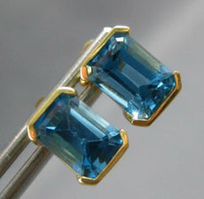 1.92CT AAA BLUE TOPAZ 14KT YELLOW GOLD CLASSIC SEMI BEZEL STUD EARRINGS #27663