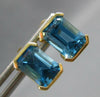 1.92CT AAA BLUE TOPAZ 14KT YELLOW GOLD CLASSIC SEMI BEZEL STUD EARRINGS #27663