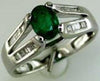 .95CT DIAMOND & AAA EMERALD 14KT WHITE GOLD OVAL & BAGUETTE FRIENDSHIP LOVE RING