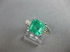 ESTATE LARGE 3.78CT DIAMOND & AAA EMERALD 14KT WHITE GOLD ENGAGEMENT RING #27612