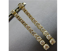 ESTATE LARGE 1.6CT DIAMOND 14KT YELLOW GOLD ROUND JOURNEY FLEXIBLE BAR HANGING EARRINGS