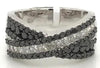 1.66CT WHITE & BLACK DIAMOND 14K WHITE GOLD ROUND & PRINCESS MULTI ROW LOVE RING