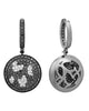 2.98CT WHITE & BLACK DIAMOND 18KT BLACK GOLD 3D CIRCULAR HUGGIE HANGING EARRINGS