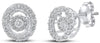 ESTATE .36CT DIAMOND 14KT WHITE GOLD DANCING FLOWER HALO CIRCULAR STUD EARRINGS