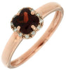 ESTATE .90CT DIAMOND & AAA GARNET 14KT ROSE GOLD CLASSIC SQUARE FLOWER FUN RING
