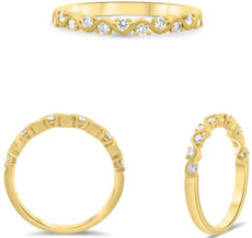 .28CT DIAMOND 14KT YELLOW GOLD 3D ROUND FILIGREE SEMI ETERNITY ANNIVERSARY RING