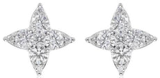 ESTATE .52CT DIAMOND 14KT WHITE GOLD 3D ROUND STAR FLOWER STUD EARRINGS