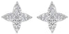 ESTATE .52CT DIAMOND 14KT WHITE GOLD 3D ROUND STAR FLOWER STUD EARRINGS