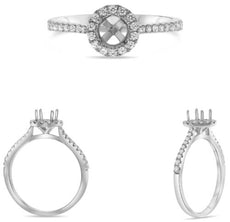 .26CT DIAMOND 14KT WHITE GOLD 3D ROUND CLASSIC HALO SEMI MOUNT ENGAGEMENT RING