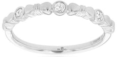 ESTATE .11CT DIAMOND 14KT WHITE GOLD 3D ROUND CLASSIC 3 STONE BOW FUN RING