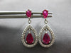 1.50CT DIAMOND & AAA RUBY 14KT WHITE GOLD 3D PEAR SHAPE & ROUND HANGING EARRINGS
