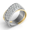 LARGE 1.71CT DIAMOND 14KT WHITE & YELLOW GOLD MULTI ROW CRISS CROSS X LOVE RING