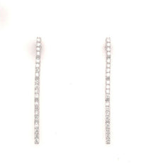 ESTATE .65CT DIAMOND 18KT WHITE GOLD 3D ROUND BAR CLASSIC FUN HANGING EARRINGS