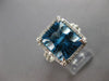 8.36CT DIAMOND & AAA LIGHT BLUE TOPAZ 14K WHITE GOLD 3D CUSHION & ROUND FUN RING
