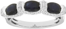 2.32CT DIAMOND & AAA SAPPHIRE 14KT WHITE GOLD 3D OVAL & ROUND ANNIVERSARY RING